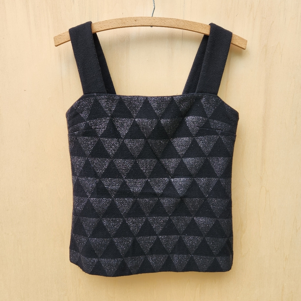 NWT Versus Versace Black Sleeveless Virgin Wool Patterned Top - Size US 4